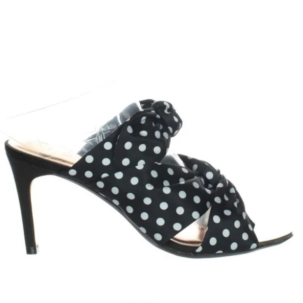 TED BAKER Sz 39.5 Seranad Polka Dot Heel Slip On Open Toe Bow Sandals Mules